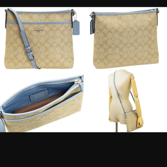 Low Start Coach-Signture File Crossbody Bag (Khaki-Blue 🩵🤎) - Picture 4 of 7